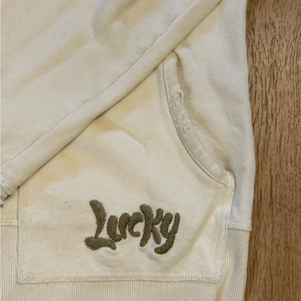 Vintage Lucky Brand Cream Zip-Up Embroidered Dragon Sweatshirt - Picture 3 of 5